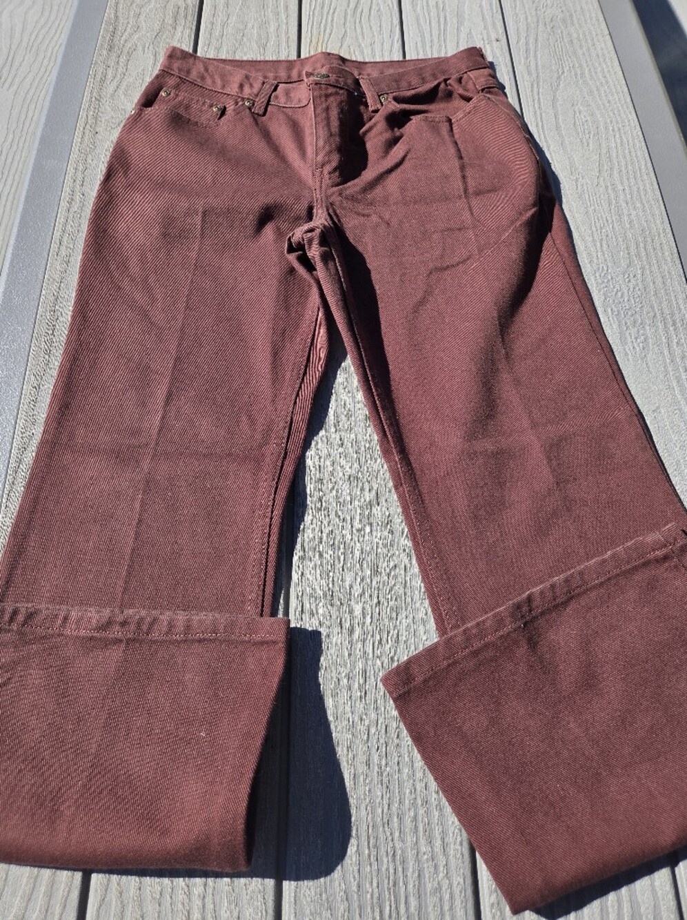 Women's Petite Vintage Jeanology Brown Flare Wide-Leg Jeans